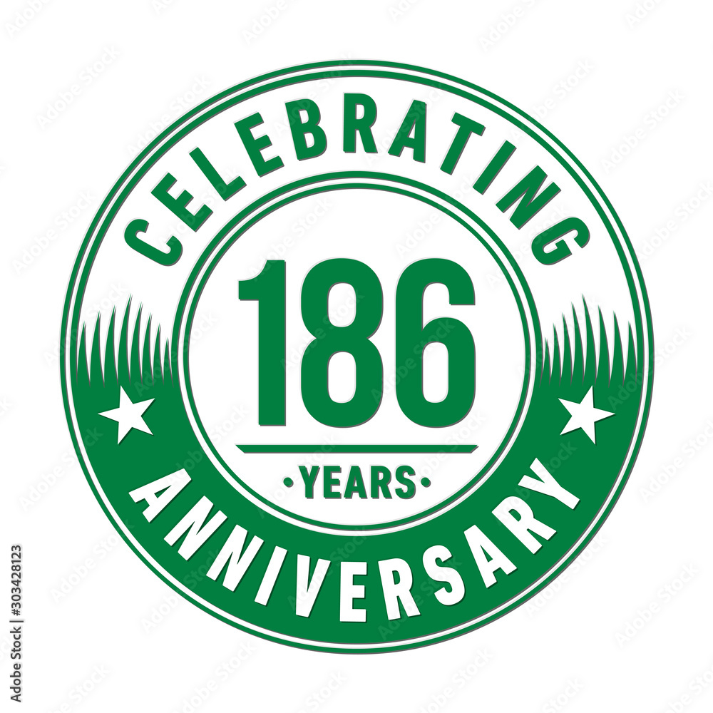 186 years anniversary celebration logo template. Vector and illustration. 186 years anniversary celebration logo template. Vector and illustration.