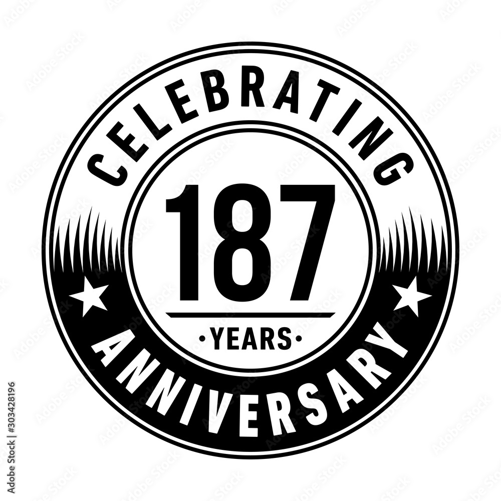 187 years anniversary celebration logo template. Vector and illustration.