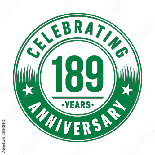 189 years anniversary celebration logo template. Vector and illustration.