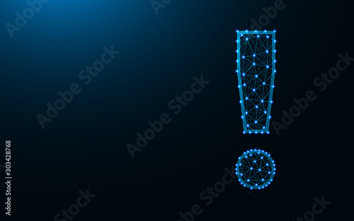 Exclamation mark polygonal vector illustration