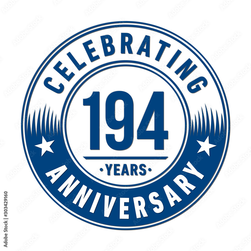 194 years anniversary celebration logo template. Vector and illustration.