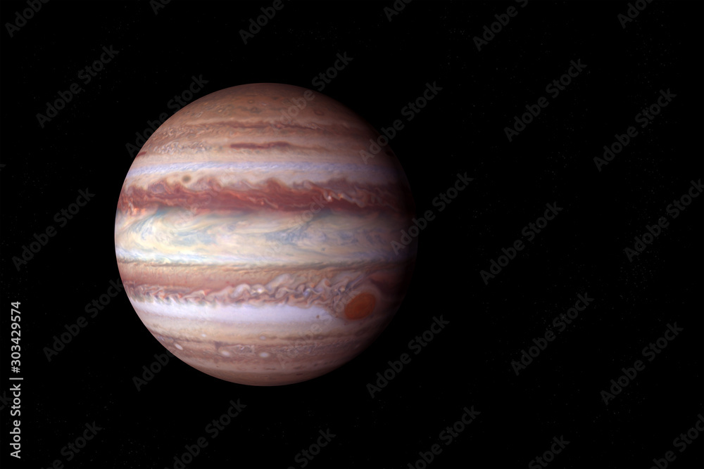Planet Jupiter on a dark background. Elements of this image were furnished by NASA. Planet Jupiter on a dark background. Elements of this image were furnished by NASA.