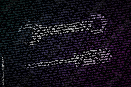 Silhouette of wrench and screwdriver made from binary symbols