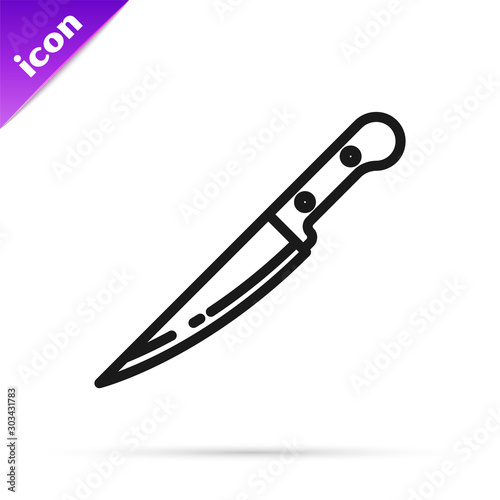Black line Knife icon isolated on white background. Cutlery symbol. Vector Illustration