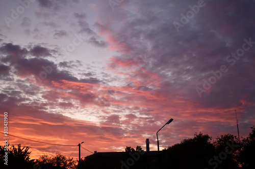 Beautiful autumn sunset over the city. Sunset over the city in the fall.