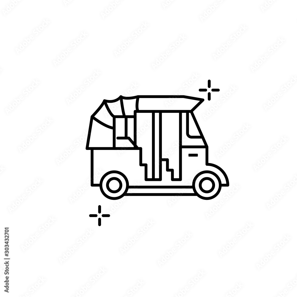 Tuk tuk taxi rickshaw icon. Simple line, outline vector of culture Thailand icons for ui and ux, website or mobile application