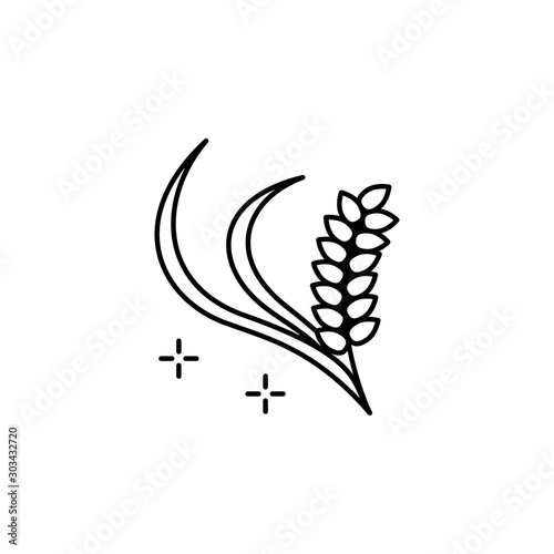 Rice plant leaf icon. Simple line, outline vector of culture Thailand icons for ui and ux, website or mobile application