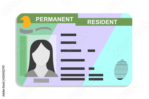 American green card, Permanent Residence Card flat icon, vector illustration