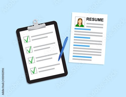 Resumes. CV curriculum vitae application. Selecting staff. Resume template for web landing page, banner, presentation, social media.