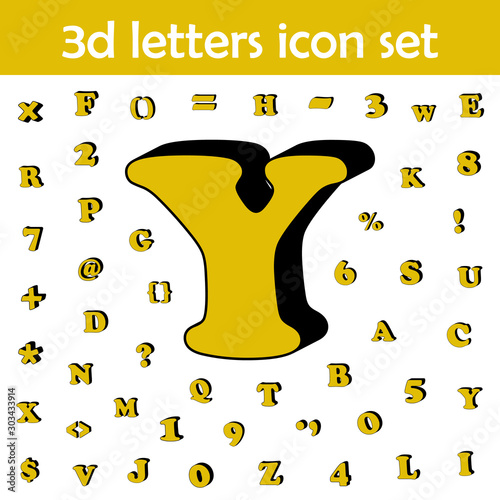 Letter y, alphabet, 3d icon. 3D words, letters icons universal set for web and mobile