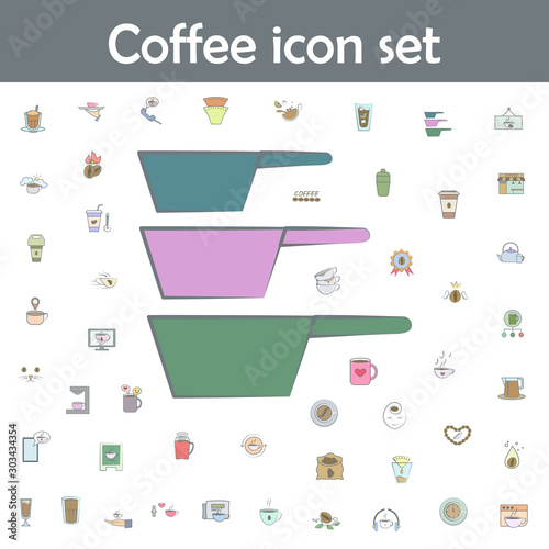 Set of sieves for coffee colored icon. Coffee icons universal set for web and mobile