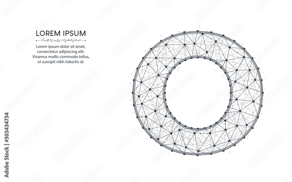 Letter O low poly design, alphabet abstract geometric image, font wireframe mesh polygonal vector illustration made from points and lines on white background Letter O low poly design, alphabet abstract geometric image, font wireframe mesh polygonal vector illustration made from points and lines on white background