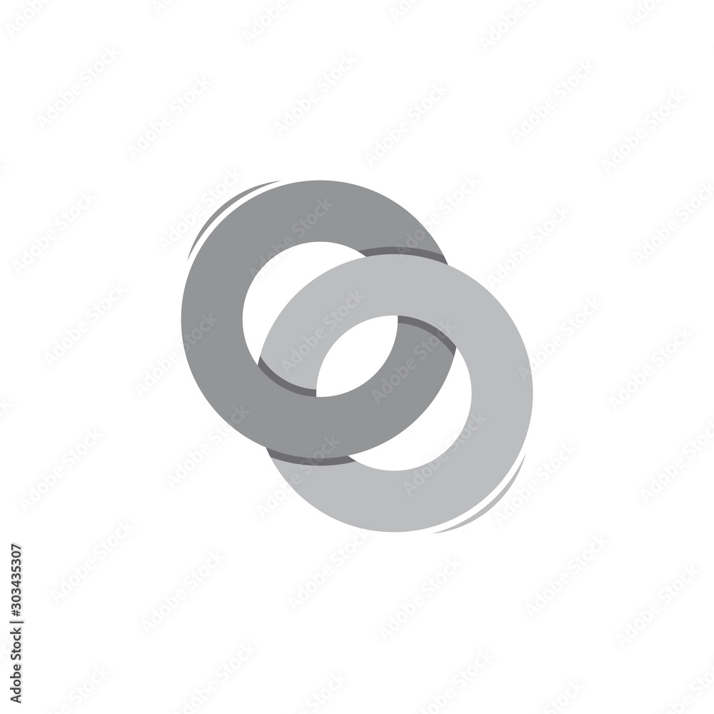 linked circle linked shadow logo vector linked circle linked shadow logo vector