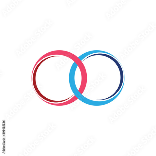 circle linked ring simple geometric logo vector