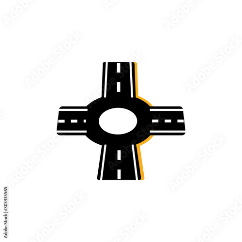 roundabout asphalt road flat image