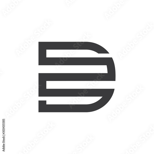 letter d3 simple geometric line logo vector