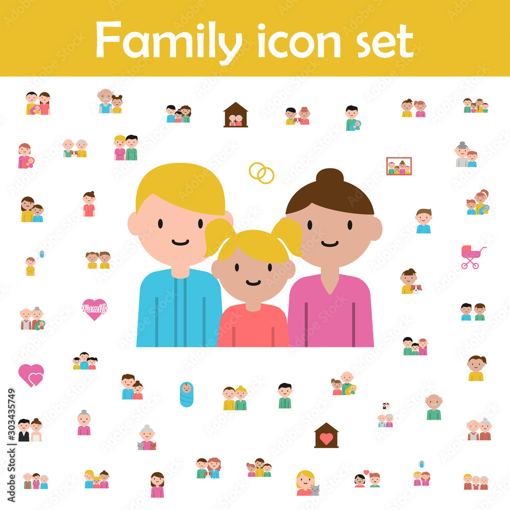 Mother, father, daughter cartoon icon. Family icons universal set for web and mobile