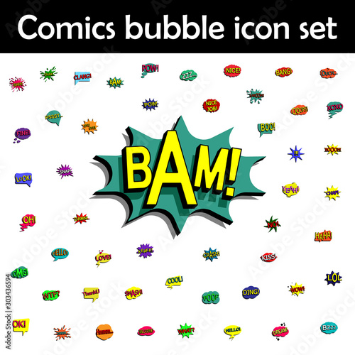 Comic speech bubble with expression text bam icon. Comic icons universal set for web and mobile