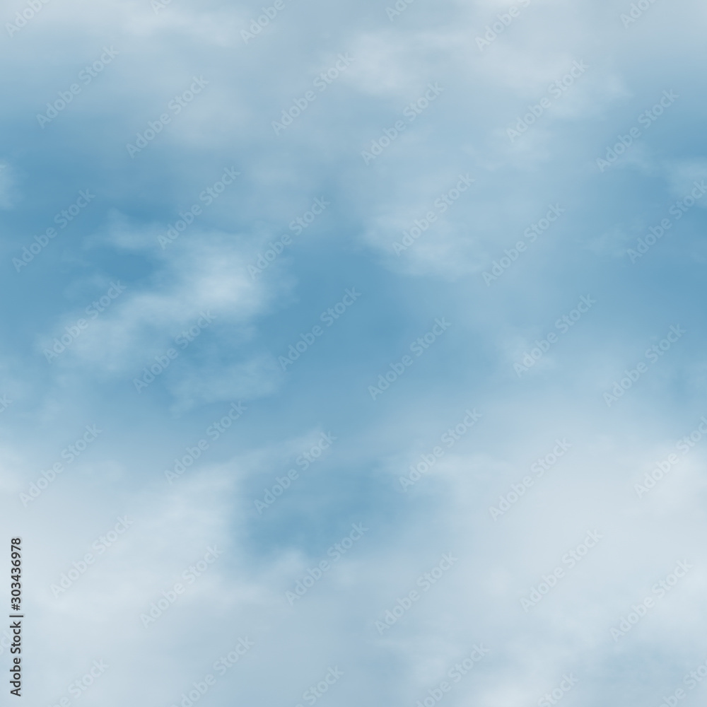 White clouds and blue sky seamless stock illustration.