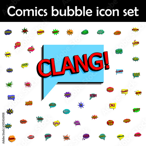Comic speech bubble with expression text clang icon. Comic icons universal set for web and mobile