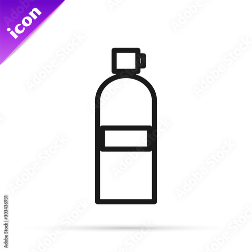 Black line Aqualung icon isolated on white background. Oxygen tank for diver. Diving equipment. Extreme sport. Diving underwater equipment. Vector Illustration