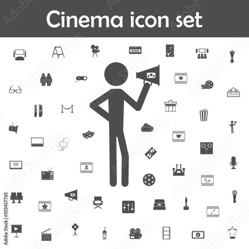 Director with a horn icon. Cinema icons universal set for web and mobile