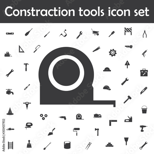 Tape measure icon. Constraction tools icons universal set for web and mobile