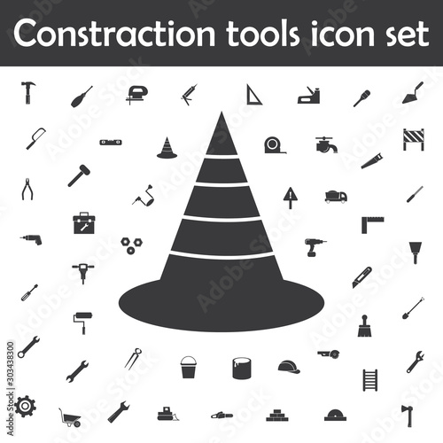 The traffic cone icon. Constraction tools icons universal set for web and mobile