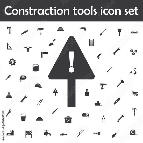 Warning icon. Constraction tools icons universal set for web and mobile