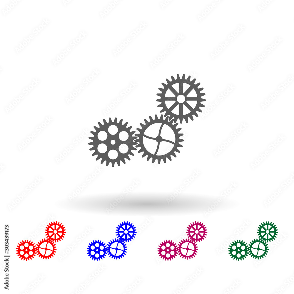 Gears of a car multi color icon. Simple glyph, flat vector of car repear icons for ui and ux, website or mobile application Gears of a car multi color icon. Simple glyph, flat vector of car repear icons for ui and ux, website or mobile application