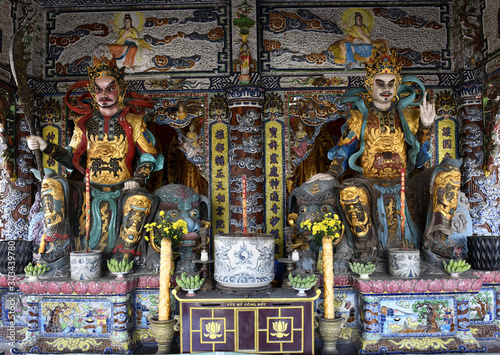 Beautiful statues in Linh Phuoc pagoda. Phuoc Pagoda in Da Lat, Vietnam. Dalat's famous landmark, buddhist porcelain glass temple.