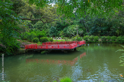 Kasugataishashinen Manyo Botanical Gardens in Nara park during summer time photo