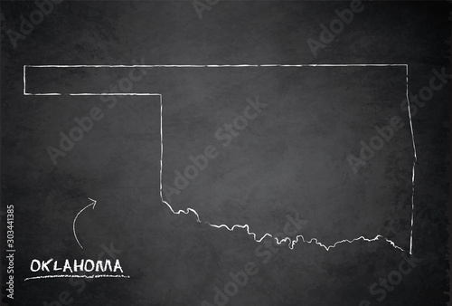 Map of Oklahoma, state of the United States of America, vector design card blackboard chalkboard