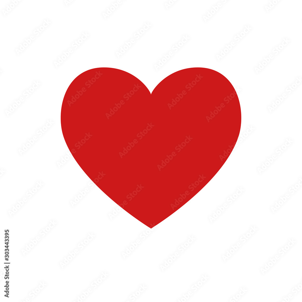 Red heart isolated vector decorative icon. Love symbol. Red heart love romantic icon. Like favourite sign.