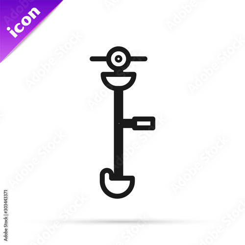 Black line Grass and weed electric string trimmer icon isolated on white background. Grass clipper, lawn mower isolated on white background. Vector Illustration