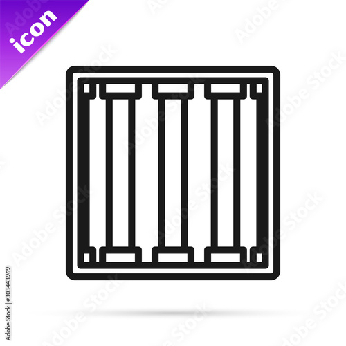 Black line Prison window icon isolated on white background. Vector Illustration