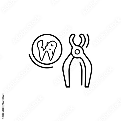 Dental nippers tooth icon. Simple line, outline vector of dentistry icons for ui and ux, website or mobile application