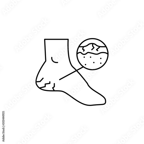 Heel dry cracks icon. Simple line, outline vector of dermatology icons for ui and ux, website or mobile application