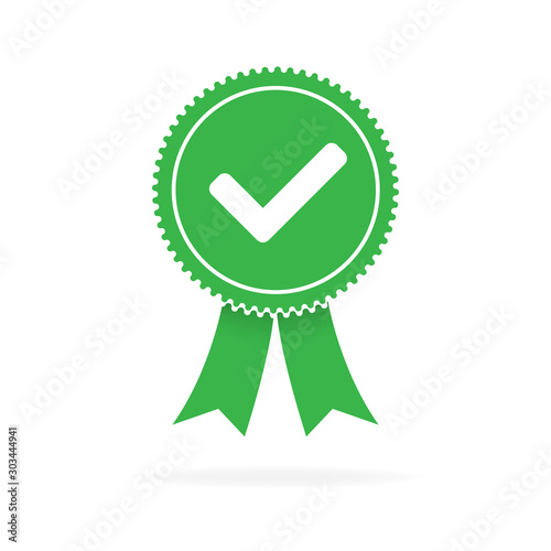 Approved green flat icon on white background, Vector illustration