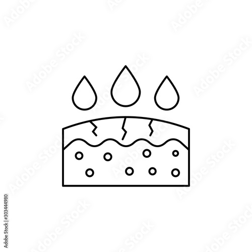 Cracks skin drop moistening icon. Simple line, outline vector of dermatology icons for ui and ux, website or mobile application