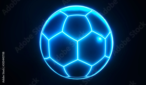 Artistic glowing blue championship soccer ball © Martin Piechotta