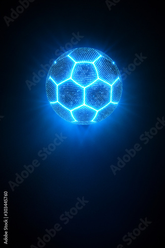 Artistic glowing blue championship soccer ball © Martin Piechotta