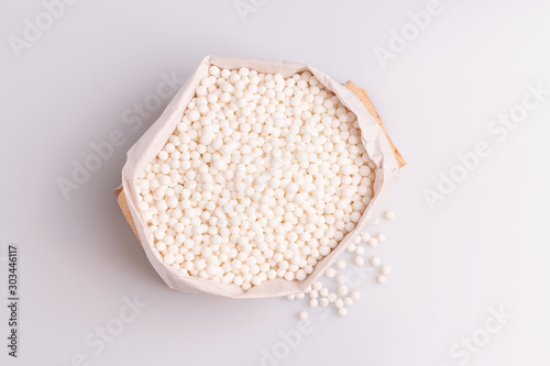 Tapioca pearls or sagu seeds, isolated on white background, soft light, studio photo photo