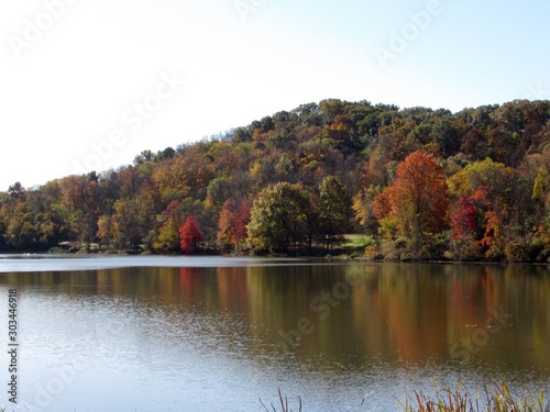 Autumn colors reflecting on the lake 