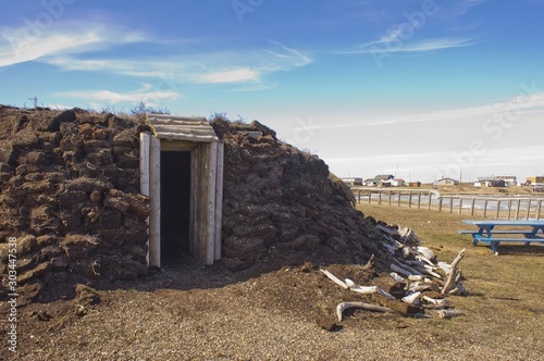 Traditional sod hut in the Arctic photo