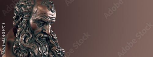 Elder philosopher statue, bronze material. photo