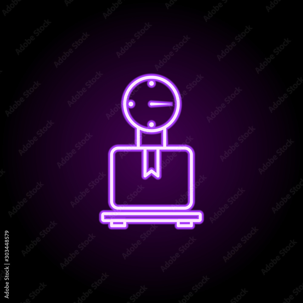 scales box goods neon icon. Simple thin line, outline vector of logistics icons for ui and ux, website or mobile application scales box goods neon icon. Simple thin line, outline vector of logistics icons for ui and ux, website or mobile application