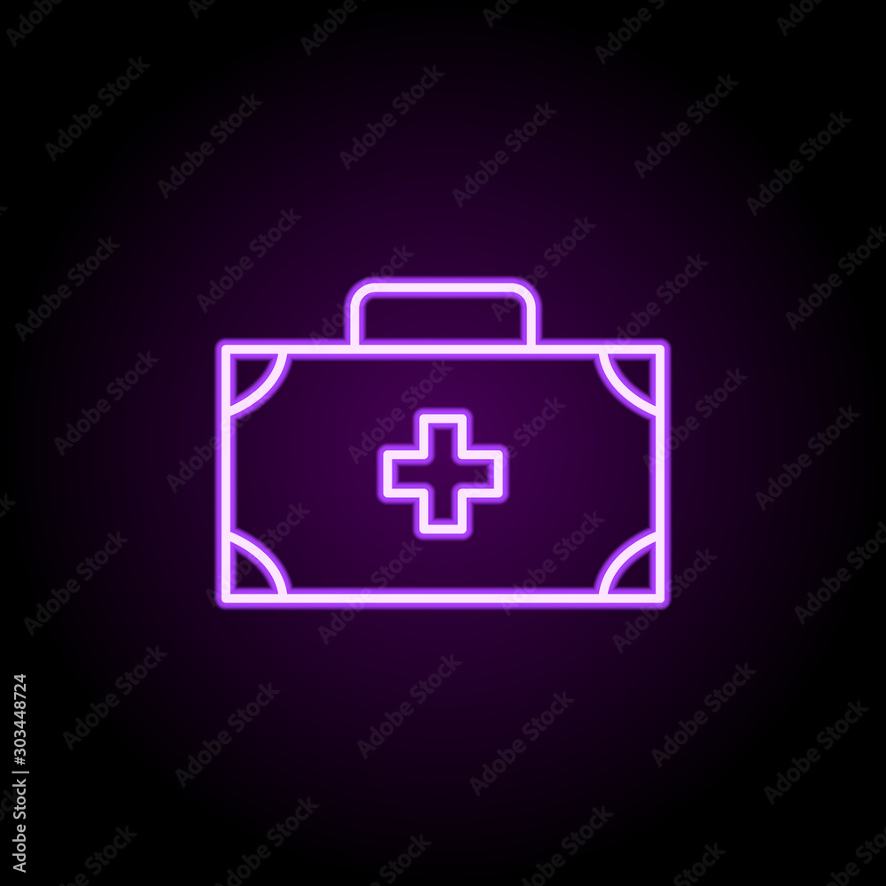 First and kit neon icon. Simple thin line, outline vector of medical icons for ui and ux, website or mobile application First and kit neon icon. Simple thin line, outline vector of medical icons for ui and ux, website or mobile application