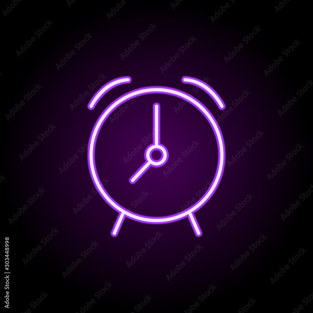 Wake up time neon icon. Simple thin line, outline vector of school icons for ui and ux, website or mobile application Wake up time neon icon. Simple thin line, outline vector of school icons for ui and ux, website or mobile application