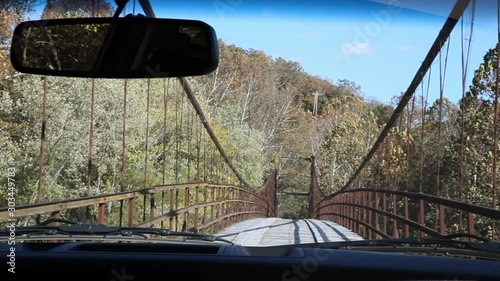 windshield, crossing, driving, adventure, blowing, breezy, bridge, brumley, cables, driveable, grand auglaize bridge, grand auglaize creek, hanging, high, hiking, lake of the ozarks, landscape, metal  photo
